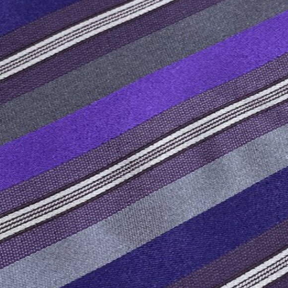 Kenneth Cole Reaction Silk Tie Striped Repp Purple Gray - Picture 3 of 6